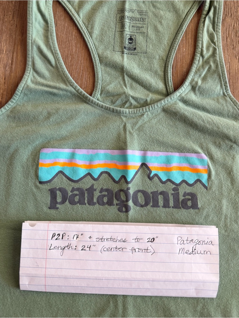 Patagonia Women's Green Logo Racerback Tank, 100% Cotton. EUC. Medium. - Picture 8 of 8
